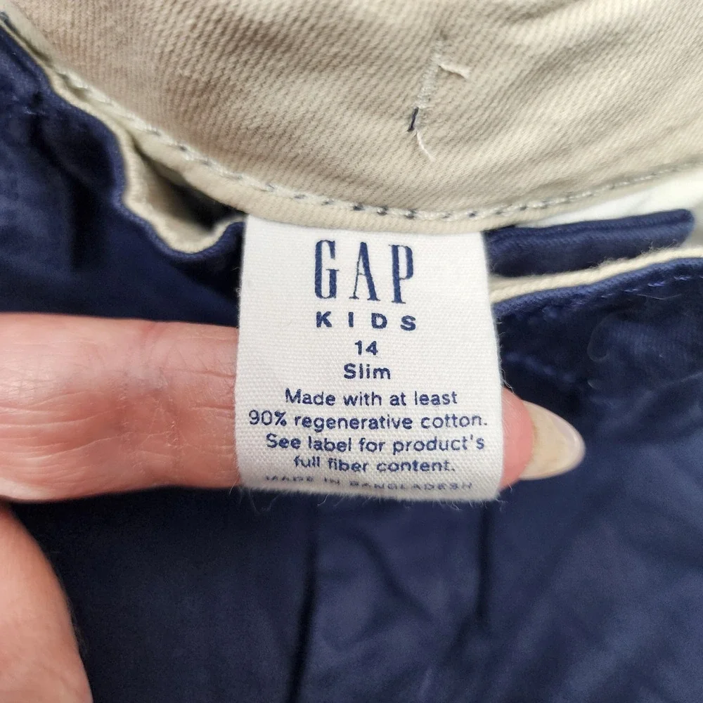 Gap Chino Shorts‎ Kids 14 Slim Navy Blue Stretch Twill New With Tags 738577-01-1